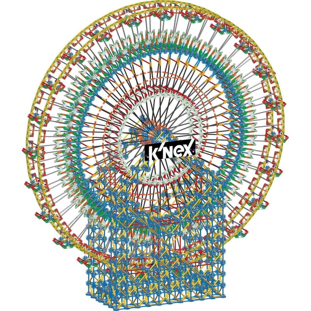 K'Nex Ensemble de Construction-8548 Pcs Affichant un Modèle de Grande Roue Multicolore de 6 Pieds Fabriqué à Partir de 8 548 Tiges en Plastique et Connecteurs, Comprenant une Roue Circulaire Détaillée avec Plusieurs Rayons et une base Robuste Bleue et Jaune, Conçu pour les Constructeurs Experts de 16 Ans et Plus et Idéal pour des Ensembles de Construction Avancés.