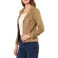 thumbnail image 4 of INSPIRE CHIC Women's Faux Suede Button up Casual Open Front Drawstring Long Sleeve Blazer XL Khaki, 4 of 6