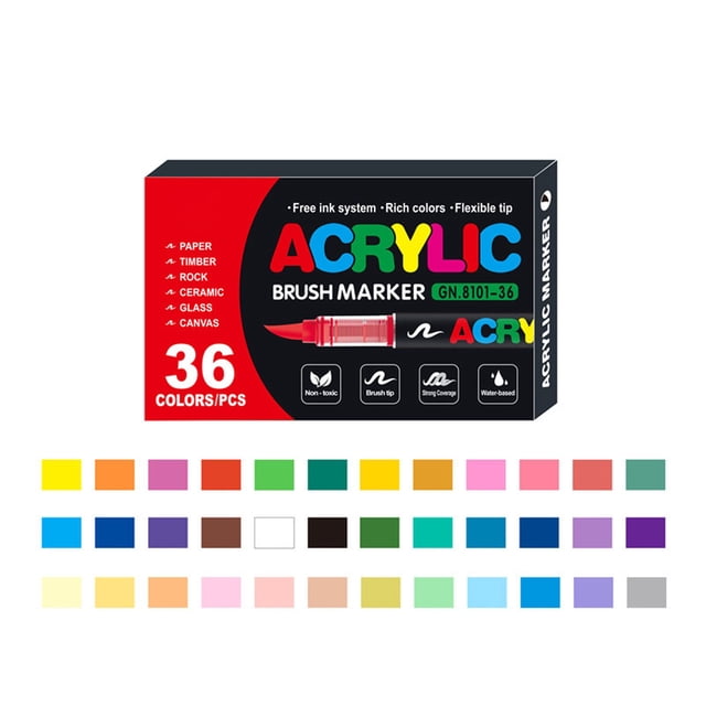 Stellaya Acrylic Markers For Coloring Books Stellaya Straight Liquid Acrylic Marker Acrylic Paint Markers Set For Adult Coloring Paint Pens Acrylic Markers Tip 2ML Bio Clean Hard Stain Remover Crayons