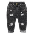 thumbnail image 1 of KIDSCOOL SPACE Toddler Little Kids Ripped Holes Elastic Waist Band Denim Jeans Pants, 1 of 6