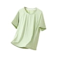 thumbnail image 1 of Zpanxa T-Shirts pour Filles Couleur Unie Respirant Manches Courtes Col Rond Haut de Sport Polyester 7 Ans, 1 of 6