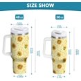thumbnail image 4 of Gobelet de 30 oz avec Poignée, Couvercle et Paille, Gobelet d'Eau Isolé, Tasse d'Eau en Acier Inoxydable, Tasse/bouteille Réutilisable, Compatible avec Porte-Gobelet, Tournesols Jaunes, 4 of 6