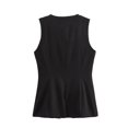 thumbnail image 2 of Gupgi Women Long Waistcoat Button Down Vest Sleeveless Round Neck Solid Color Slim Fit Tank Tops, 2 of 6