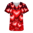thumbnail image 5 of TIMIFIS Haut de Sarrau Rouge Femme Imprimé Manches Courtes Col en V Hauts Uniforme Saint-Valentin Imprimé Poches Blouse Soins Infirmiers avec Poches-Rouge Imprimé, 5 of 5
