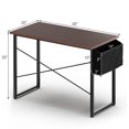 thumbnail image 2 of Gymax Bureau d'Ordinateur Moderne 40 Pieds' Table d'Étude et d'Écriture avec Sac de Rangement Café, 2 of 10
