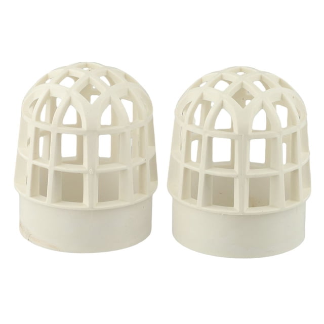 2pcs Breathable Cap Filter Pipe Air Duct Guard Mesh Vent Cover Hood White PVC