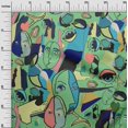 thumbnail image 3 of oneOone Polyester Spandex Sea Green Fabric Abstract Comic Face Dress Material Fabric Print Fabric By The Yard 56 Inch Wide, 3 of 5