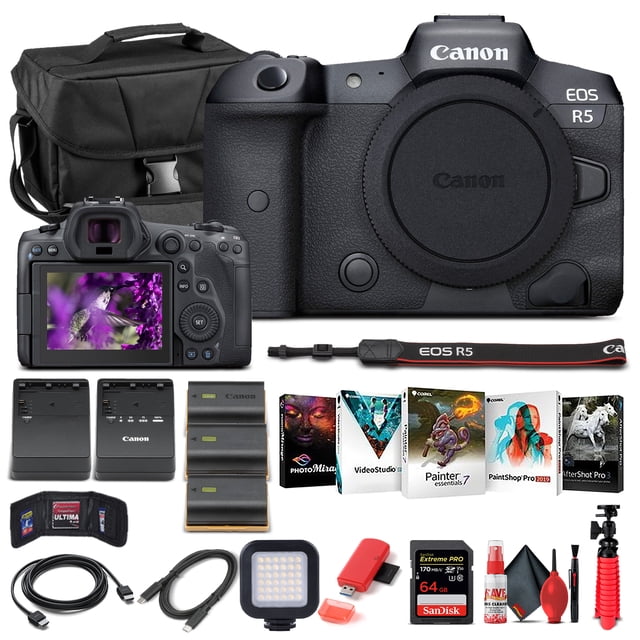 Canon EOS R5 Appareil Photo Sans Miroir Boîtier Seulement 4147C002 - Ensemble Avancé (Modèle International)