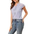thumbnail image 4 of INSPIRE CHIC Blouse Fleurie pour Femme à Manches Courtes Cap, en Chiffon, Décontractée, à Volants, Hauts L Violet, 4 of 7