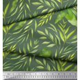 thumbnail image 3 of Soimoi Green Modal Satin Fabric Leaf Leaves Print Fabric by the Yard 42 Inch Wide, 3 of 3