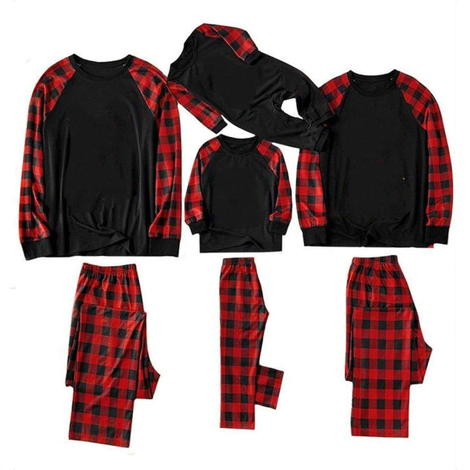 EGNMCR Christmas Pajamas for Family, Classic Plaid Xmas Sleepwear Matching Family Pajamas For Women Men Christmas Red Plaid Jammies Holiday Pjs Clothes Mum And Pyjamas Sleepwear Women Blouse pants