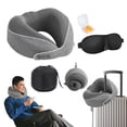 thumbnail image 1 of Wzzjkit 4PCS Neck Pillow with Eye Mask Earplugs Storage Bag, Breathable Travel Airplane Pillow, Solid Color Travel Pillow for Plane Car Home Recliner Use, 1 of 6