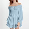 thumbnail image 2 of Robe Maxi Décontractée pour Femme à Volants Superposés, Jupe-Culotte en Mousseline Décontractée, Col Rond, Col en V, Robe pour Femme à Épaules Dénudées, Mini Évasée, Robes Maxi Décontractées pour Femmes, Robes, 2 of 6