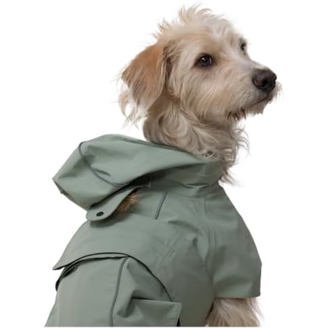 Trail Hound Rain Vest – Waterproof Pet Coat with Reflective Trim & Adjustable Fit – Lightweight, Breathable Jacket for Wet Weather Walks – Fits All Breeds - XL - (Sage)