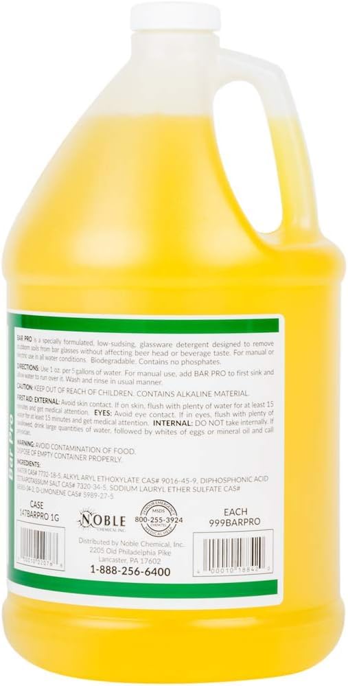 Noble Chemical Bar Pro 128 oz. Low Sudsing Manual Glass Washer Detergent (1)