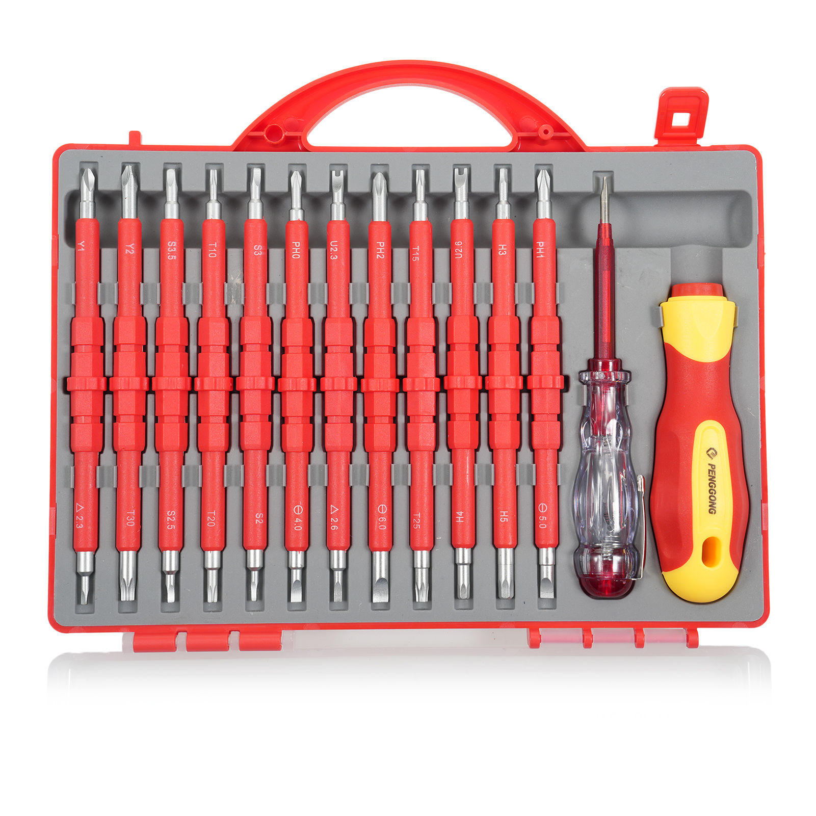 PENGGONG Screwdriver suits,Premium Professional Handle All-in-one Set 12pcs Screwdriver Set 9714b 500v Screwdriver Test Pencil Set With Test Set 500v Set 9714b Screw Driver Pencil 9714b Premium