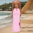 thumbnail image 3 of Maillot de Bain 2 Pcs pour Femme à Fleurs, Bikini Triangle à Ficelles à Dos Nu avec Jupe Moulante de Plage, par-Dessus, 3 of 5