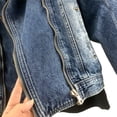 thumbnail image 3 of WRKEKC Men's Slim Fit Denim Work Jacket Solid Color with Button Pockets, Fashion Casual Coat for Urban Utility Style Blue XL, 3 of 5