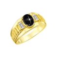 thumbnail image 3 of RYLOS Men's Rings 14K Yellow Gold Ring Classic Designer Style 8X6MM Oval Gemstone & Diamond Ring Black Star Sapphire Birthstone Rings For Men Size 9, 3 of 7