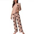 thumbnail image 2 of Ensembles de Pyjama Mignons pour Femmes, Débardeurs Sans Manches à Volants, Pantalons de Nuit Amples à Col Rond, Tenues de Détente, Kaki G, 2 of 3