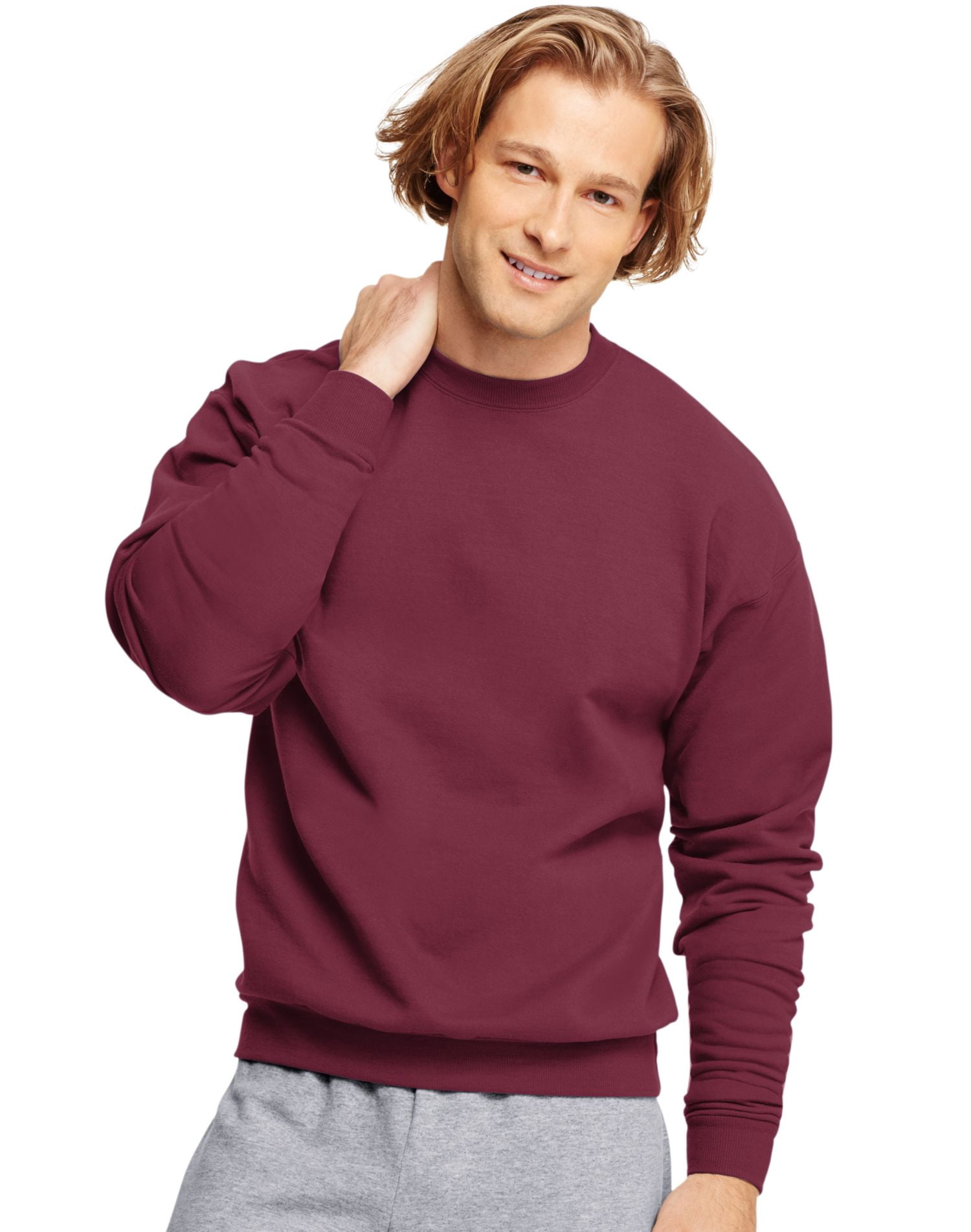 Hanes Chandail Molletonné à Col Rond ComfortBlend EcoSmart pour Hommes - Meilleur Vendeur, 3TG, Bordeaux
