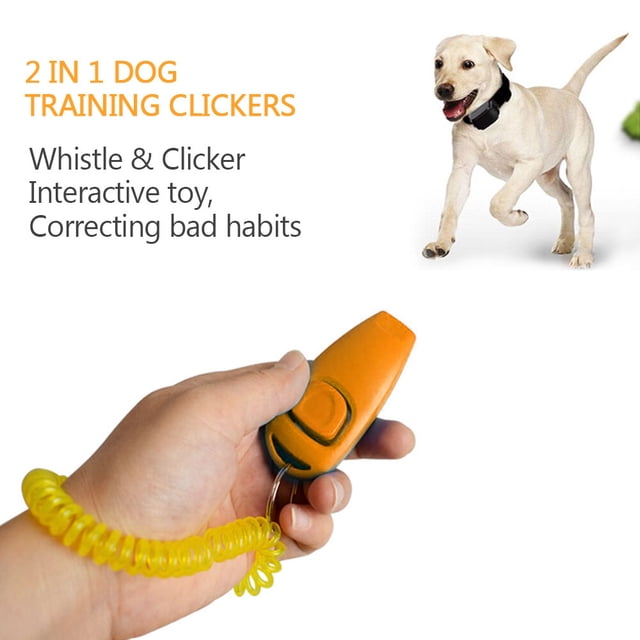 Amdohai 2pcs Dog Training Clickers 2 in 1 Whistle and Clicker Pet Training Tools with