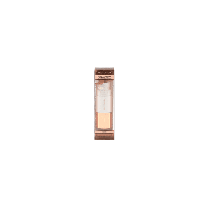 Sculpt Mode Cream Contour Stick by Profusion Cosmetics in clear rectangular packaging with brown and beige accents, featuring a cream-to-powder formula for contouring and defining facial features with a buildable, blendable texture ideal for face makeup application.