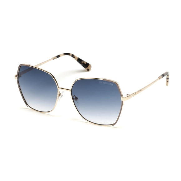 Kenneth Cole New York Women's Geometric Sunglasses, Gold/Gradient Blue, 60mm