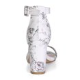 thumbnail image 2 of BLISSFUL STEP Women Buckle Block Heel Ankle Strap Open Toe Sandals Light Gray-floral 5, 2 of 8