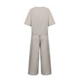 thumbnail image 5 of CHOK Femmes 2 Pièce Tenue Lin Récolte Manches Courtes Haut Salon Ensembles Assortis et Pantalons Longs Survêtements Rose Chaud L, 5 of 5