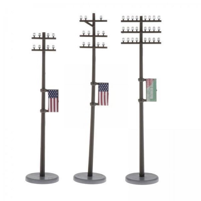 Bunblic 4x 1/42 Miniature Electric Line Poles O Scale Utility Pole Train Park Building Kits 4 Pcs