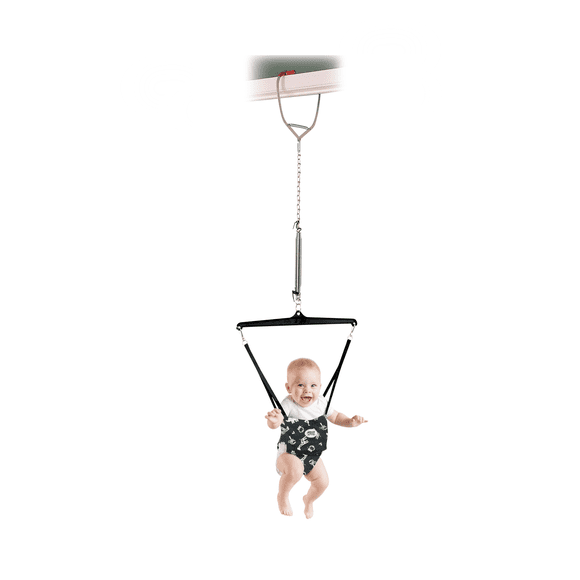 Jolly Jumper Iconic - Original Baby Exerciser with Door Clamp – Black Safari Saddle | Proudly Canadian Company | Develop Balance, Coordination & Muscle Strength