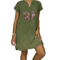 thumbnail image 2 of Fridja Womens Summer Casual Cotton Linen Short Sleeve Dress, 2 of 5