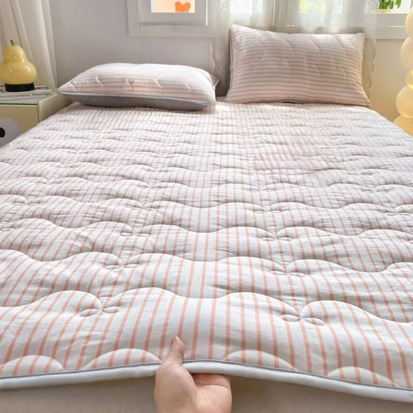 Mattress Protector Quilted Cotton Pad | No Slipping Washable Mattress Topper | Thin Breathable Bed Cover for Dormitory Student Bed | Protective Pad for Mattress
