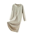 thumbnail image 2 of HongQid Chemises de Nuit Manches 3/4 Chemise de Nuit Col Rond Douce Tenue de Nuit Décontractée Chemises de Sommeil Robe de Pyjama Ample avec Poitrine Rembourrée, 2 of 7