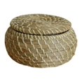 thumbnail image 1 of 3-Piece Mini Straw Woven Hand-Woven Storage Basket With Lid  Small Seaweed Box Desktop Storage Basket Bathroom Desktop Kitchen Toy  Key  Fruit  Cosmetic Storage Box, 1 of 8