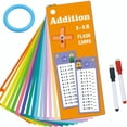thumbnail image 1 of Cartes Éclair d'Addition en Maths 15 Pcs Réutilisables Essuyables Outil d'Apprentissage avec Stylos pour la Pratique d'Auto-vérification à la Maternelle, 1 of 8