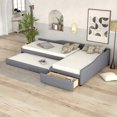 thumbnail image 3 of MODERNLUXE Lit de Jour Taille Simple Rembourré avec Tiroir de Rangement, Lit Plateforme Double en Forme de L avec Lit Gigogne, Gain de Place, Gris, 3 of 7