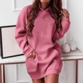 thumbnail image 2 of BADHUB Robe à Capuche à Cordon à Manches Longues Surdimensionnée pour Femmes, Robe Chandail à Capuche de Couleur Unie Ample Décontractée Tunique Chandail à Enfiler Robes Midi avec Poches Offres Prime Day Rose TTG, 2 of 5