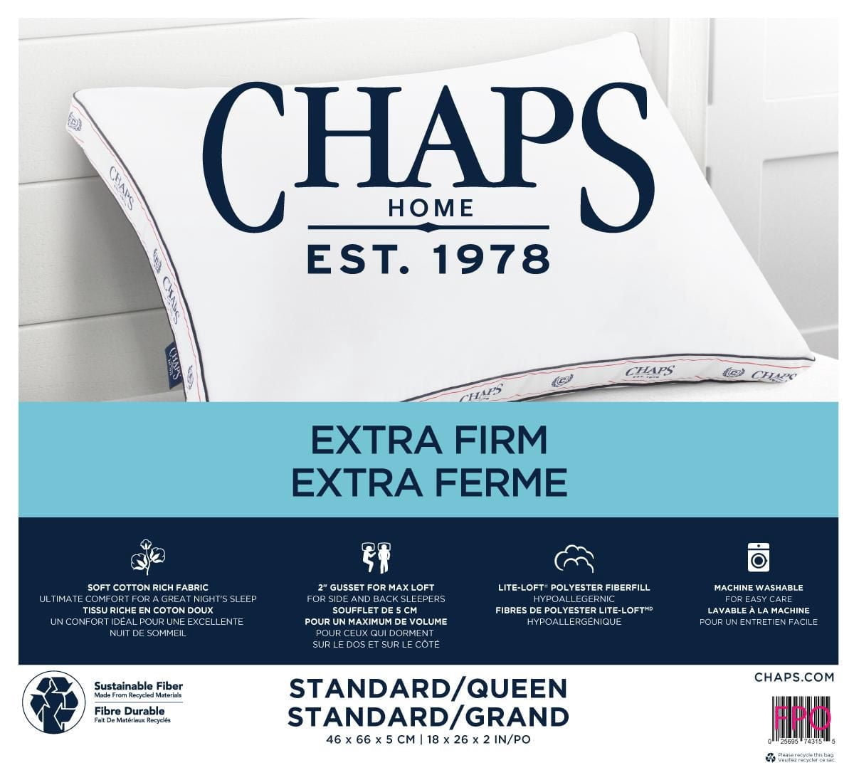 Chaps Extra Firm Pillow with Gusset