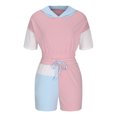 thumbnail image 4 of Yuyuzo Womens Sweat Suits 2 Piece Set Short Sleeve Color Block Hoodie Oversized Sweatshirts Shorts Tracksuits, 4 of 6