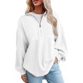 thumbnail image 1 of MeetoTime Sweatshirts Surdimensionnés pour Femmes Automne 2024 Demi-Zip Pull Manches Longues Zip Up Sweatshirt Tops, 1 of 6