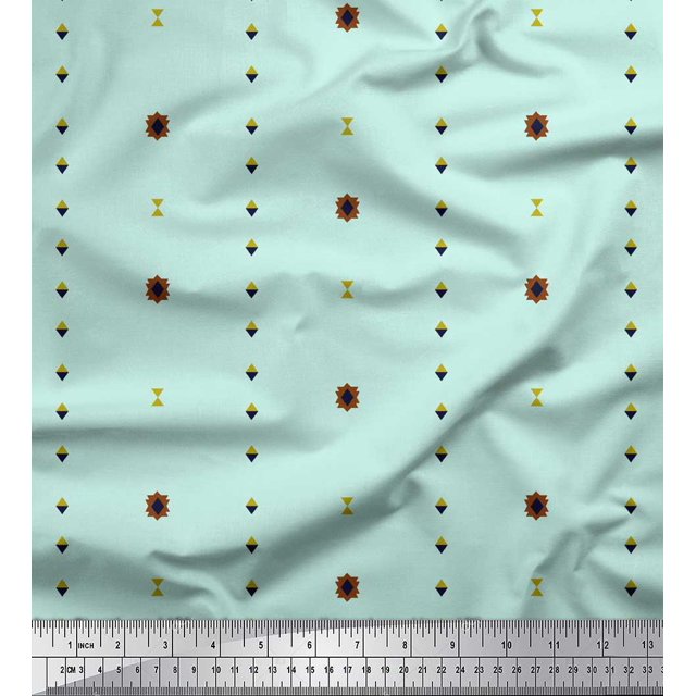 Soimoi Green Poly Georgette Fabric Butidar Jamdani Decor Fabric Printed Yard 42 Inch Wide