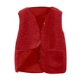 thumbnail image 2 of Mevxay Gilet en Molleton pour Femmes Grande Taille Sans Manches Veste Courte Légère à Boutons Dwon Gilet avec Poche Rouge 4TG, 2 of 4