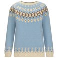 thumbnail image 4 of Fartey Chandail Fair Isle Vintage d'Automne pour Femmes, Décontracté, Ample, à Manches Longues, Col Ras du Cou, Tricoté, Chandail, Hauts, Automne Hiver, Chaud, Chandail, en Liquidation, Bleu Pâle, P-2TG, 4 of 6