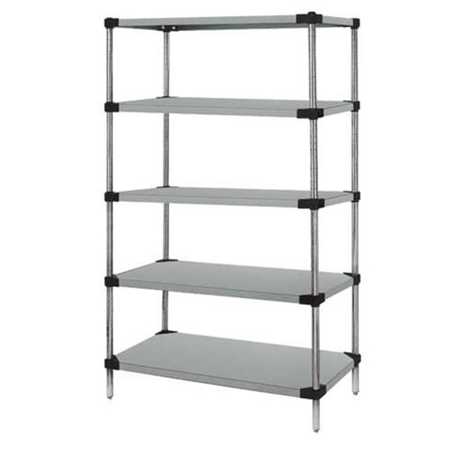 Unité d'Étagères Pleines en Acier Galvanisé à 5 Tablettes - 14 x 36 x 74 Po