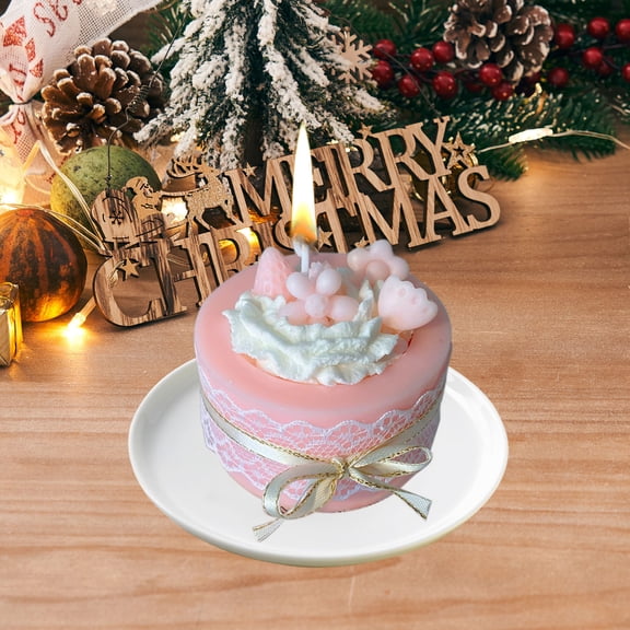 Dvkptbk Bougies de Gâteau des Fêtes Bougies d'Aromathérapie pour Gâteau Rond Cadeau des Fêtes Ornement Cadeau d'Anniversaire Décoration Cupcake Cire de Soya Décoration pour la Maison