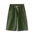 thumbnail image 4 of AherBiu Plus Size Shorts for Women High Waisted Drawstring Casual Straight Loose Fitting Knee Length Shorts, 4 of 4