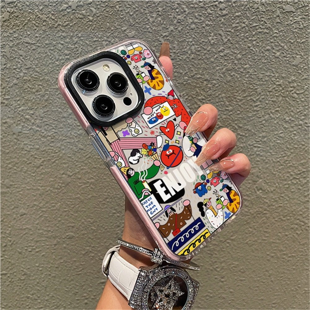 Personalized Phone Case Graffiti CNKOO Personalized Creative Graffiti Suitable For Apple 15 Phone Case 16  Promax Black Frame 13 Cute 14 Transparent 13 Anti Drop
