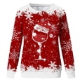 thumbnail image 4 of Besolor Chandail à Col Rond de Noël pour Femmes, Imprimé de Verre de Vin, Manches Longues, Chandails Mode, Hauts Graphiques Flocon de Neige, 4 of 4